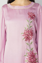 Lilac Blossom Modal Satin A-line Kurta Set